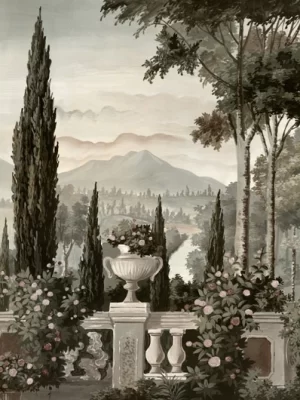 Les jardins de Livia Grisaille rosée vieillie