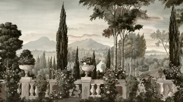 Les jardins de Livia Grisaille rosée vieillie