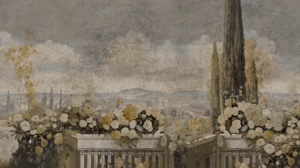 Les Roses de Santa Giulia Grisaille sépia patine XVIIIème