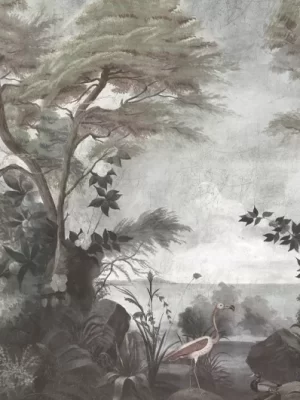 Le jardin au flamant rose Décor vieilli et patiné